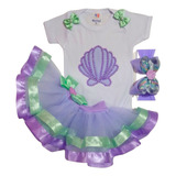 Roupa De Luxo Sereia Concha Ariel Fundo Do Mar Fantasia Bebê