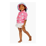 Roupa De Praia Biquini, Chapéu E Camiseta Menina Uv Fps 50+.