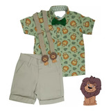 Roupa Do Safari Infantil Conjunto Bebe Menino Rei Leão