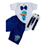 Roupa E Fantasia De Menino Pocoyo, Elly, Pato Suspensório