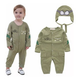 Roupa Fantasia Piloto Avião Macacão Bebê Infantil