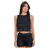 Roupa Feminina Blusa Cropped E Short