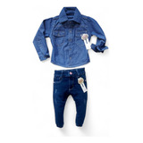 Roupa Infantil Bebê - Body Camisa E Calça Jeans