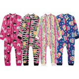 Roupa Infantil Kit 4 Macacão Zíper Longo Algodão Bebê