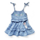 Roupa Infantil Vestido Jardineira Saia Jeans Bebê Menina 