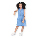 Roupa Infantil Vestido Jardineira Saia Jeans Juvenil Menina 