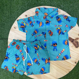 Roupa Mauricinho Shorts Camisa Personagens Menino Infantil