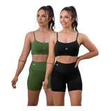 Roupa Para Academia Feminina Conjunto Short E Top Alça Fina