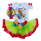 Roupa Para Bebê Menina Mesversário Body Infantil Saia E Laço