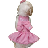 Roupa Pet Cachorro Vestido E Guia Fantasia Barbie Rosa Luxo