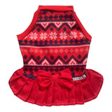 Roupa Pet Inverno Vermelho Flocos Fêmea Porte Grande