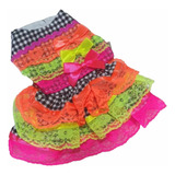 Roupa Pet Vestido Caipira Xadrez Festa Junina Para Cão Gato