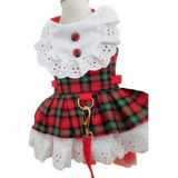 Roupa Pet Vestido Festa Natal Xadrez Cão E Gato