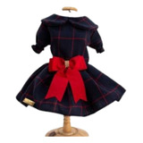 Roupa Pet Vestido Flanela Xadrez Azul Para Cão E Gato
