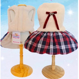 Roupa Pet Vestido Fleece Xadrez Luxo Cão E Gato