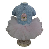 Roupa Pet Vestido Para Cachorro Delicate Perfume Azul Dudog