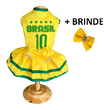 Roupa Pet Vestido Seleção Brasil Copa Do Mundo Gato Cachorro