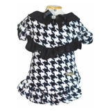 Roupa Pet Vestido Soft Pied Xadrez Preto Branco Cão E Gato