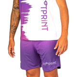 Roupa Shorts Treino Masculino Roxo Degradê Futevôlei