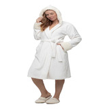 Roupão De Frio Com Capuz Microfibra Toque Macio Fleece