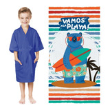 Roupão + Toalha De Banho Piscina Infantil Menino Lançamento