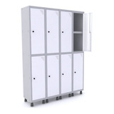 Roupeiro De Aço 4m 8 Portas Pitão Pandin - Cinza/branco