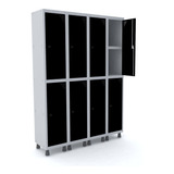 Roupeiro De Aço 4m 8 Portas Pitão Pandin - Cinza/preto