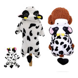 Roupinha De Cachorro Gato Fantasia Pet Vaca Com Capuz