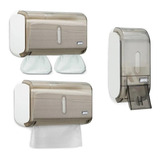 Saboneteira + Dispenser Papel Toalha +higiênico Cai Cai Fumê