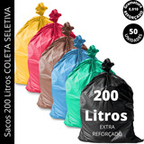 Saco De Lixo 200 Litros Super Reforçado Coleta Seletiva 50un Cor Preto