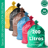 Saco De Lixo 200 Litros Super Reforçado Coleta Seletiva 50un Cor Verde