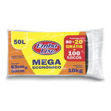 Saco De Lixo 50 L Preto Mega Econômico 100 Un Lixeira Grande