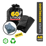 Saco De Lixo 60 Litros Reforçado Preto Pesado Brinde Limpeza