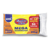 Saco De Lixo Embalixo Preto Econômico 50 Unidades 100 Litros