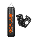 Saco De Pancada Profissional 180 Cm + Luva Bate-saco Gorilla Cor Preto