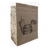 Saco De Papel Kraft 19,5x12x28cm Hamburguer Delivery Com 300