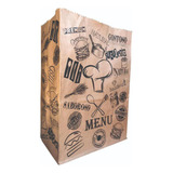 Saco Kraft Médio Para Delivery, Viagem - Modelo Menu - 200un