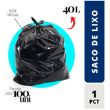 Saco Lixo Resistente Fino 40 Litros Com 100 Un Full