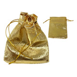 Saco Organza Lame Dourado 10x14 50un Lembrancinhas Presentes