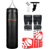 Saco Pancada 120 + Luva Adulta + Infantil + Suporte Gorilla Cor Preto/vermelho