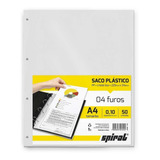 Saco Plástico Pp A4 4 Furos 0,10mm A410-50 50 Unidades