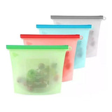 Saco Porta Alimentos Silicone Freezer Micro E Ondas 04 Peças