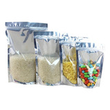 Saco Stand Up Pouch Metalizado Transparente Zip 14x20 C 100