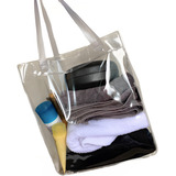 Sacola Praia Bolsa Plástica Alça Transparente 35x32 25unid