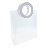 Sacola Transparente Pvc C/ Alça Redonda 15 Und. Branca 18cm