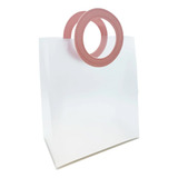 Sacola Transparente Pvc C/ Alça Redonda De Couro Rosa 22cm