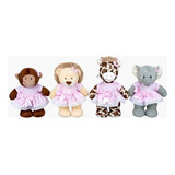 Safari Quarteto Menina Ideal P/nichos E Decoracao Kit 4 Pcs 
