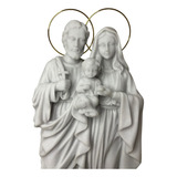 Sagrada Família Mármore Maciço 30cm Com Auréola Cor Branco