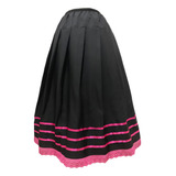 Saia Básica Preta Com Fitas Rosa Umbanda Candomblé Pg Menina