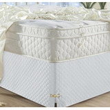 Saia Box Casal King Size Matelada Com Pingente Luxo - Branco